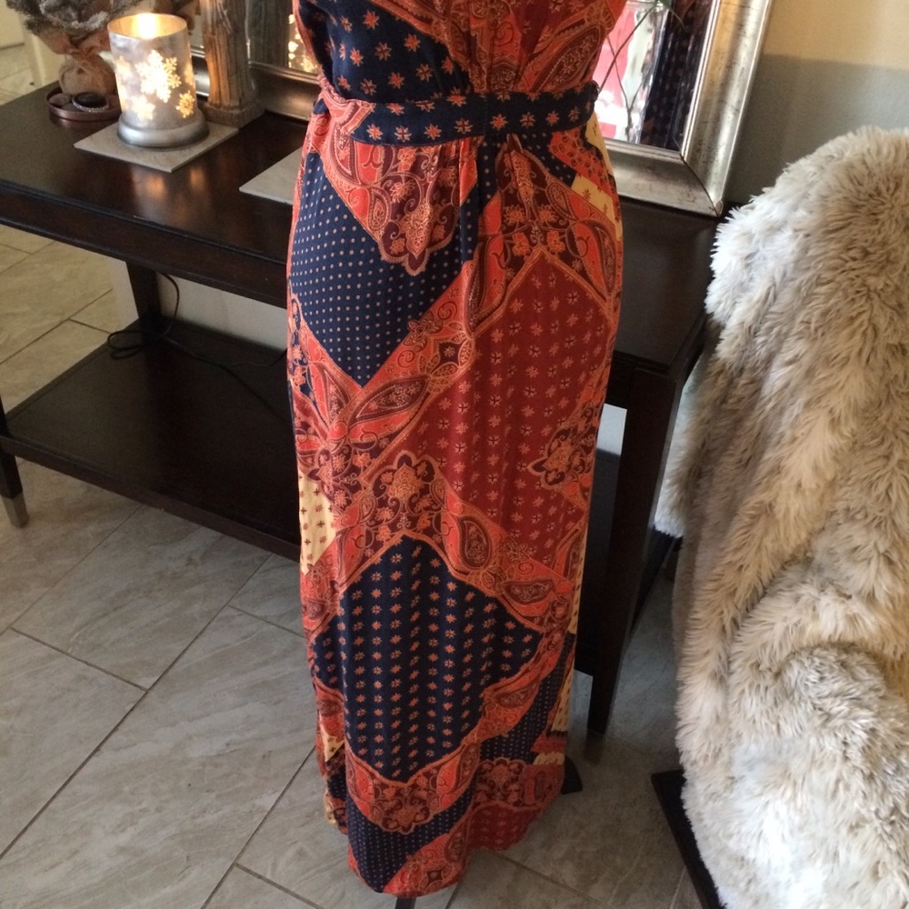 VICI boho maxi wrap dress short sleeve V neck M - Picture 7 of 11